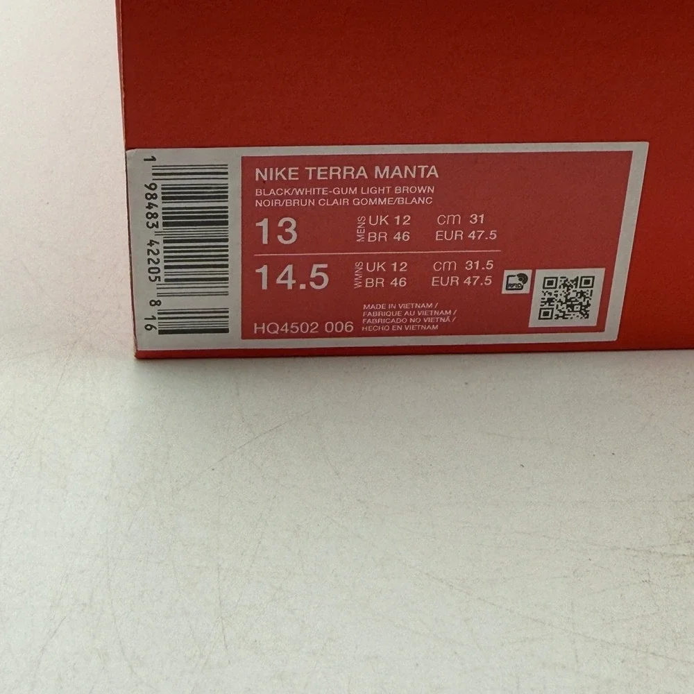 Nike Terra Manta Shoes Mens Size 13 Black White Gum Light Brown HQ4502-006